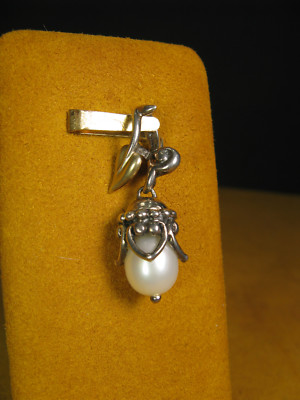 ENHANCER BARBARA BIXBY WEINBLATT ANHÄNGER CHARM WEISSE PERLE SS 18K Herz Perle 