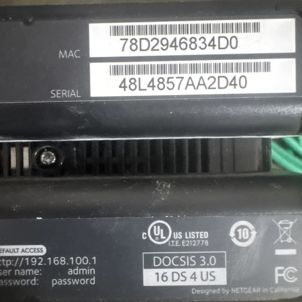 NETGEAR CM500 Cable Modem for Internet & Voice w/Cable and Adapter - Image 3 of 4