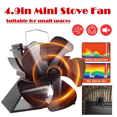 4.9in Small Log Burner Fan Stove Fan Heat Powered Fireplace Fan for ...