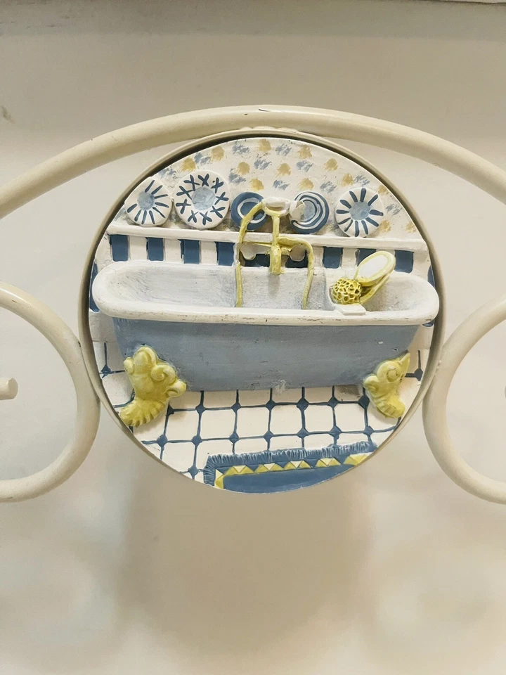 Caddy de baño colgante de pared de metal blanco vintage decoración, Foto 3 de 3