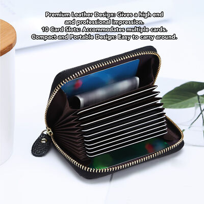 Card Wallet Black Leather 10 Slots Compact Transparent