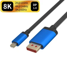 Mini Displayport 1.4 to Display Port Cable 8K 4K 60Hz Mini DP to DP Adapter 6FT