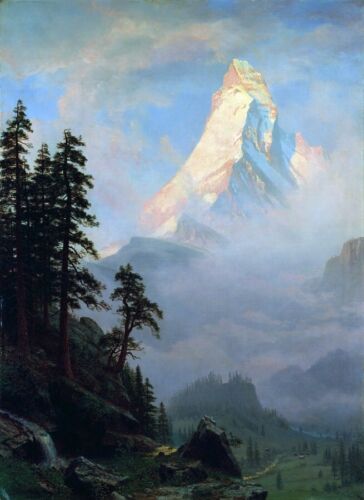 Albert Bierstadt Matterhorn Landscape Oil Painting on Canvas Art Hand painted - Picture 1 of 6