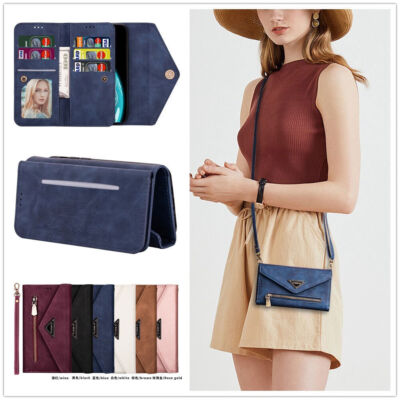 Lanyard Leather Card Wallet Phone Case For Samsung A13 A14 A53 A54 A34 Note 20