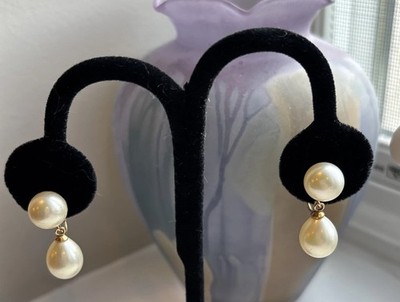 Vintage Majorica 12K-GF Clip-On Faux Pearls Very Good Condition 1  See Pics