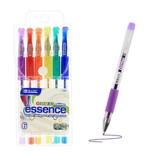 BAZIC 6 Glitter Color Essence Gel Pen w/ Cushion Grip, pack of 24
