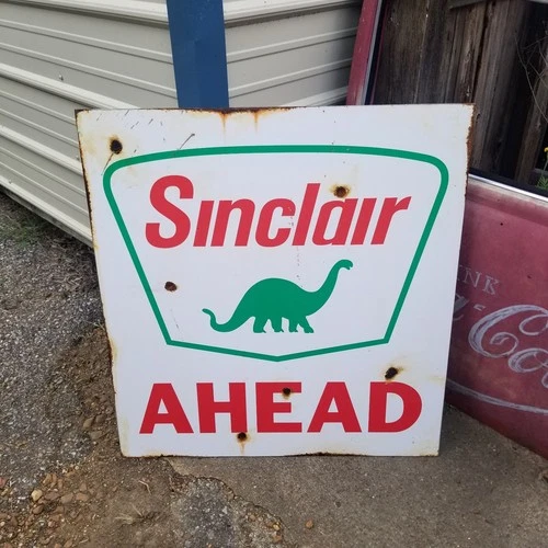 Vintage look Old Style  Sinclar Gasoline Gas Station Sign hotrod garage art Rust