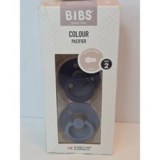 BIBS Colour Pacifier 2 Pack Natural Rubber Round Size 2 Blue Navy Denmark NEW