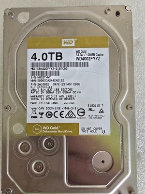 3.5'' Western Digital GOLD SATA 4TB NAS Hard Disk Drive  WD4002FYYZ