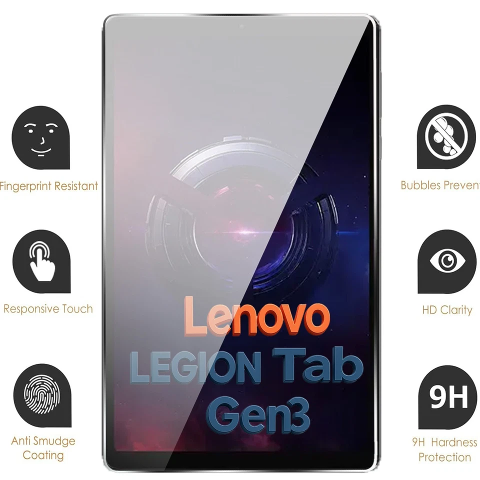Protector de pantalla de vidrio templado Lenovo Legion Tab Gen 3 8,8" 9H HD película transparente 2P Foto 2 de 4