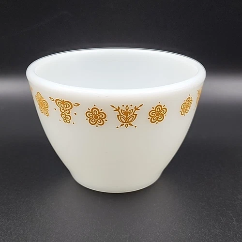 Vintage Corelle by Corning Butterfly Gold Open Sugar Bowl Milk Glass