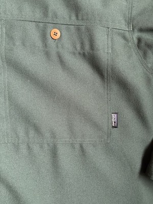 Patagonia Fjord Flannel Sz XL Organic Cotton Solid Pine Tree Green Heavyweight
