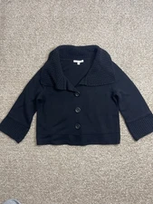 Cabi Cardigan Sweater Womans S Black Cropped Wool Jackie  Lux Chic Collared