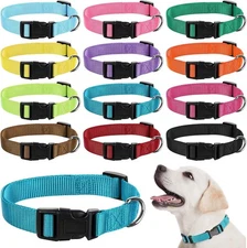 Buryeah 12 Pieces Nylon Dog Collar Bulk, Adjustable Dog Collars with Quick Relea