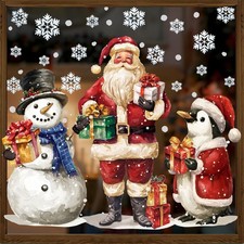 Extra Large Christmas Window Clings 3Sheets Double Sided Stickers Decor