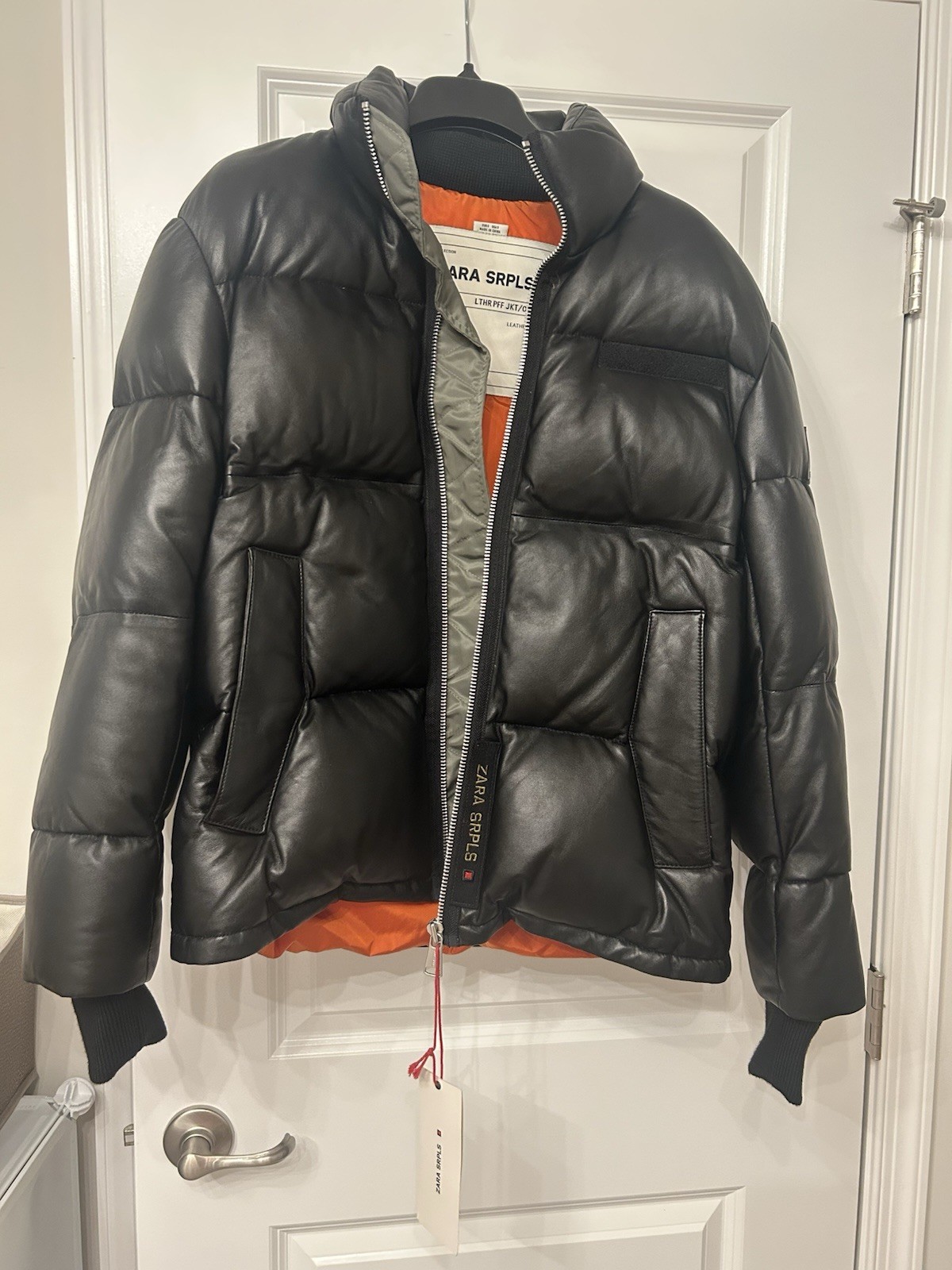 Zara SRPLS Leather Puffer Jacket Small NWT image 2