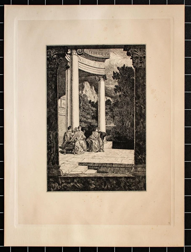 Max Klinger Amor Psyche und ihre Schwesterm Jugendstil Symbolismus Radierung - Bild 2 von 3