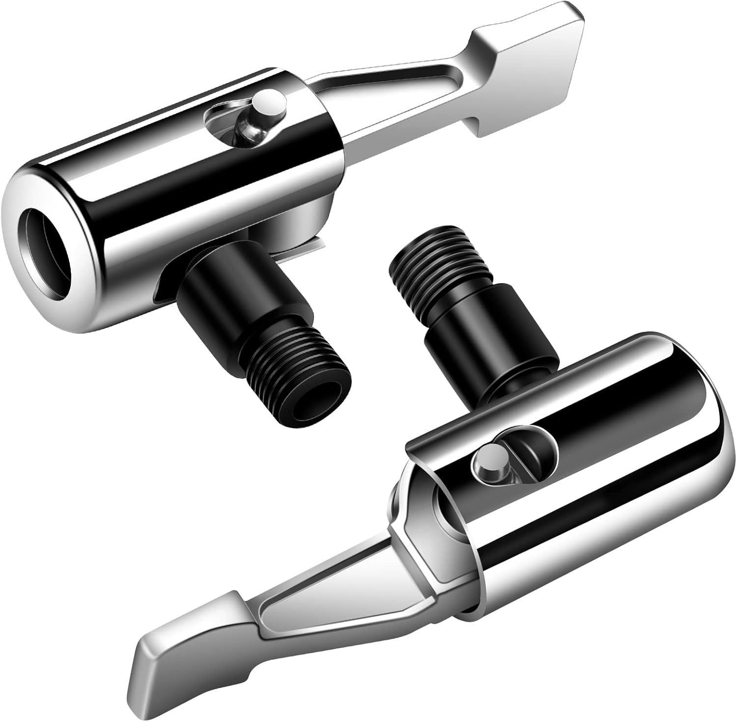 All Metal Lock On Air Chuck Tire Inflator Hose Adapter, Locking Black Thread 