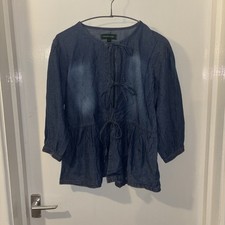 Meadow Rhodes Denim Tie Front Top Size M Pre Owned Excellent Condition