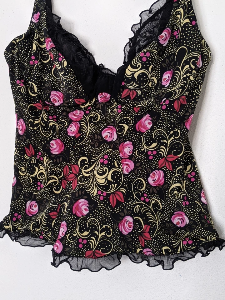 Vintage Floral Milkmaid Ruffle Bustier Top Size 34C By Necessary Objects - Image 3 of 4