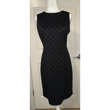 Old Navy Sheath Dress Womens S Black Purple Polka Dot Sleeveless Stretch Work