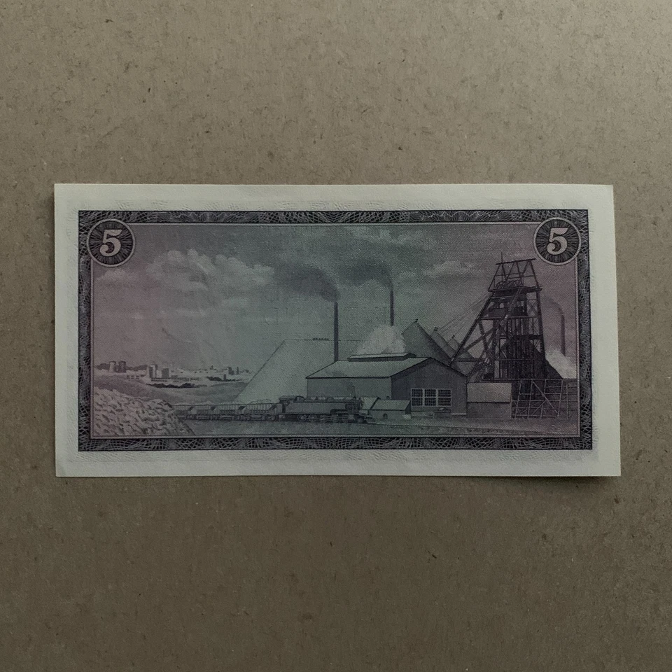 SOUTH AFRICA 5 Rand 1967 de Jongh, Afrikaans Springbok, Orig Banknote Currency - Image 2 of 3