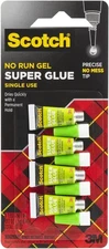 Scotch Super Glue Gel, 4-Pack of Single-Use Tubes, .017 1-Pack, Transparent 