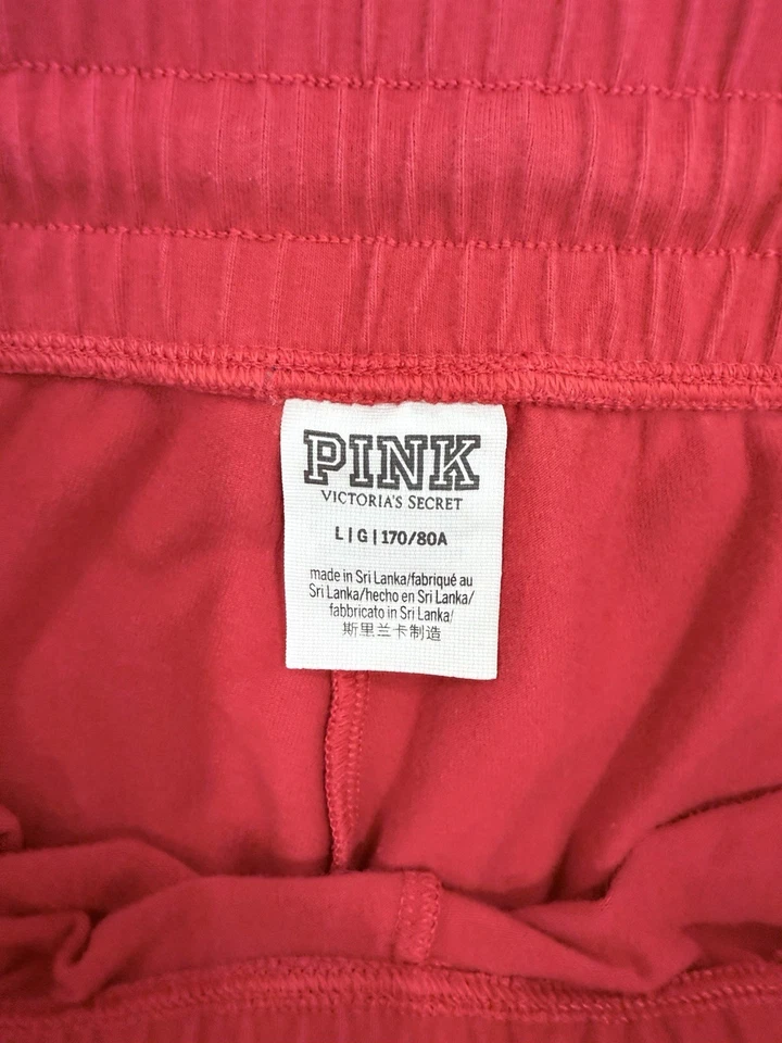 Rosa Rojo Mujer Jogger VS Logo Suave Algodón Elástico Estilo Atletismo Talla L Foto 3 de 4