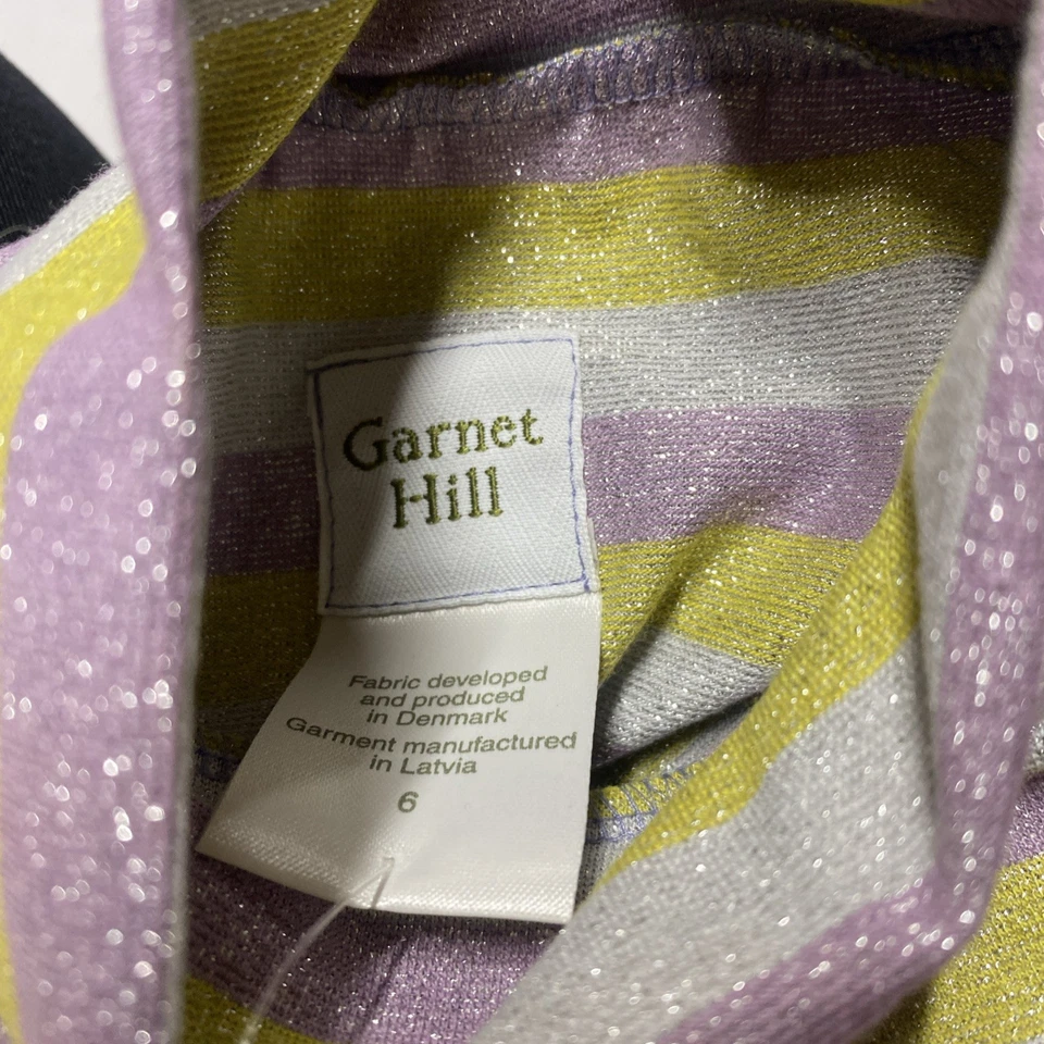 Top de cuello alto a rayas brillantes de colección Garnet Hill para niñas - talla 6 nuevo con etiquetas Foto 4 de 4