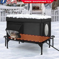Outdoor Heated Cat House Weatherproof Insulated Stray Cats W/ Escape Door New