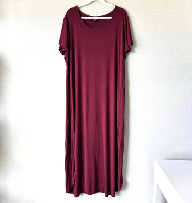 burgundy tee shirt dress Women's Striped Burgundy T-Shirt Dress – Activewear Well main image 0