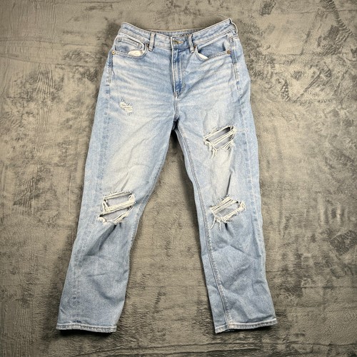American Eagle Outfitters Jeans Womens 6S Blue Denim Stretch Mid Rise Distressed