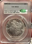 1883 CC Morgan Silver Dollar $1 Graded by CAC as a Mint State MS63 Very Clear