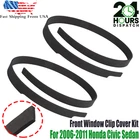 Pair Black Front Window Clip Cover Kit For 2006-2011 Honda Civic Sedan 4-Door
