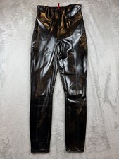 SPANX Faux Patent Leather Liquid Glossy Leggings Black High Rise Size Small