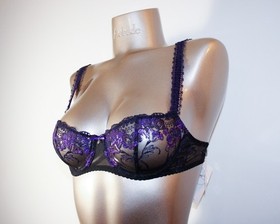 Aubade Paris Sample &Agrave; Fleur De Toi Black and Purple Set with Jewel 34b S