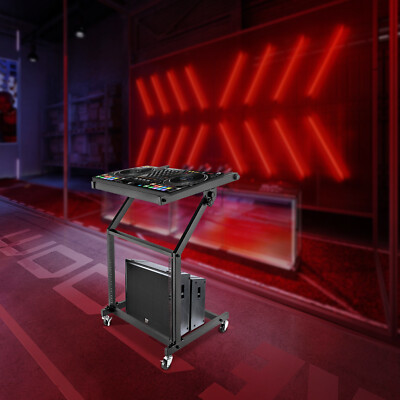 Pro Rolling Cart 9u Rack Dj Equipment Stand Desk Studio Mixer Case Dj Stand
