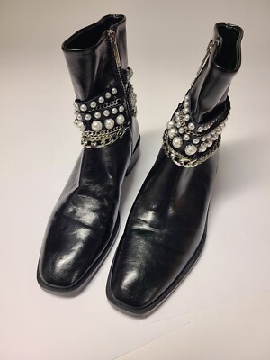 Black Zara Flat Ankle Boots With Studs Flat Ankle Black Studded