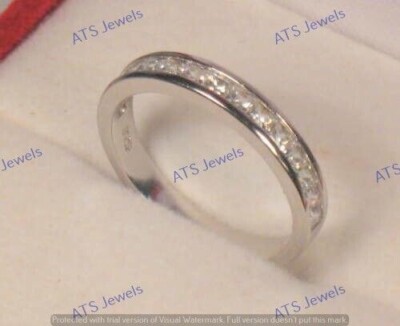 1.00 Ct Princess Cut Moissanite Engagement Band Ring Real 925 Sterling Silver