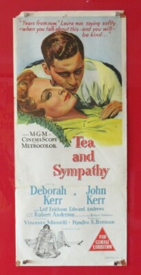 TEE UND SYMPATHIE ORIGINAL 1956 KINO DAYBILL FILMPLAKAT Deborah Kerr RAR 50er