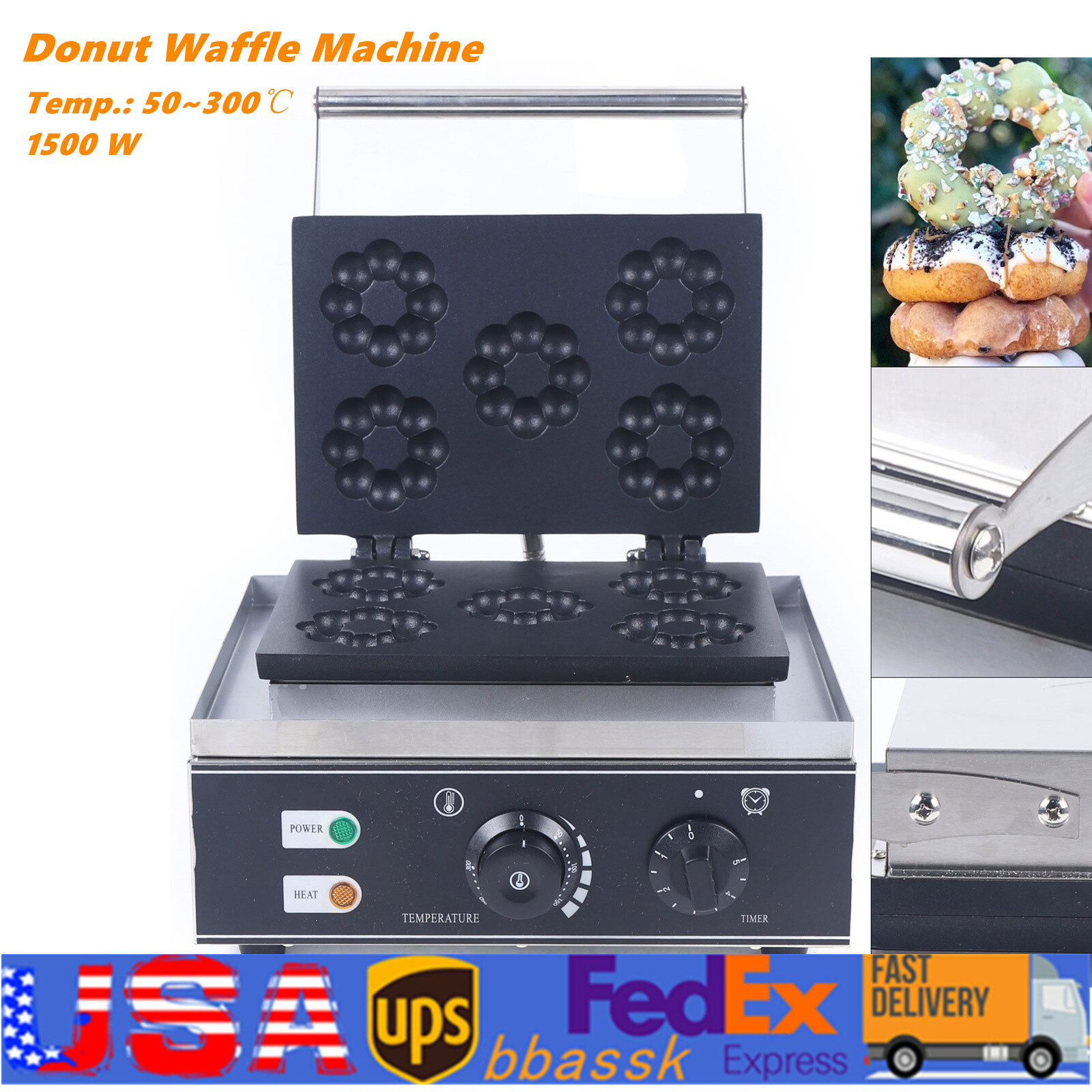 Mini Donut Maker Electric Waffle Maker Commercial Donut Maker Machine Nonstick-image