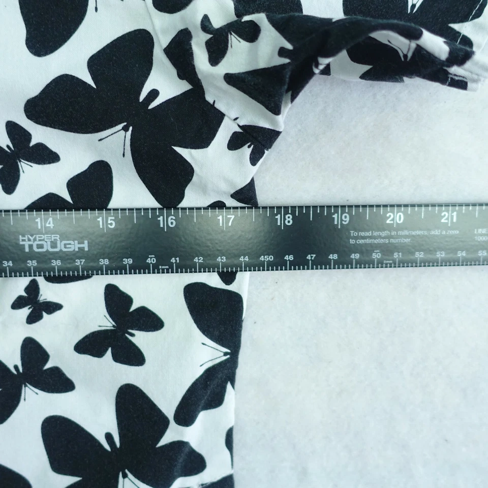 Blusa Médica Dickies Mujer XS Patrón Mariposa Negra Blanca Manga Corta Algodón Foto 3 de 4