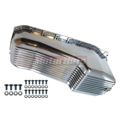 86-up SBC Small Block Chevy Polish Aluminum oil pan 1 piece rear main passenger