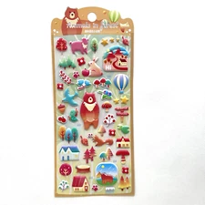 Puffy Bear Forest Animal Stickers Planners Scrapbooking Journaling