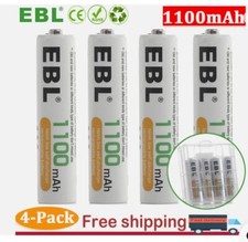 EBL 4PCS AAA NiMH Batteries Ni-MH 1100mAh 1.2V Rechargeable Battery W/ Box