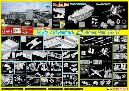 Dragon 6948 1/35 sd.kfz.7 8t Halftrack mit 88mm Flak 36/37