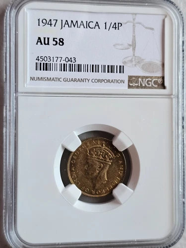 Jamaica 1/4 Penny 1947 NGC AU 58
