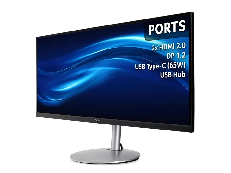 🖥️Acer CB342CK 34" Quad HD IPS Monitor UltraWide 75Hz, HDR Ready Silver & Black - Image 2 of 4