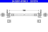 Ate 24.5201-0190.3 Bremsschlauch 190 Mm FüR Renault Koleos 2.0D 2.5 07.08-