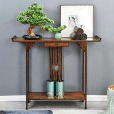 Tavolo consolle antico tavolino da corridoio con cassetto ripiano legno vintage